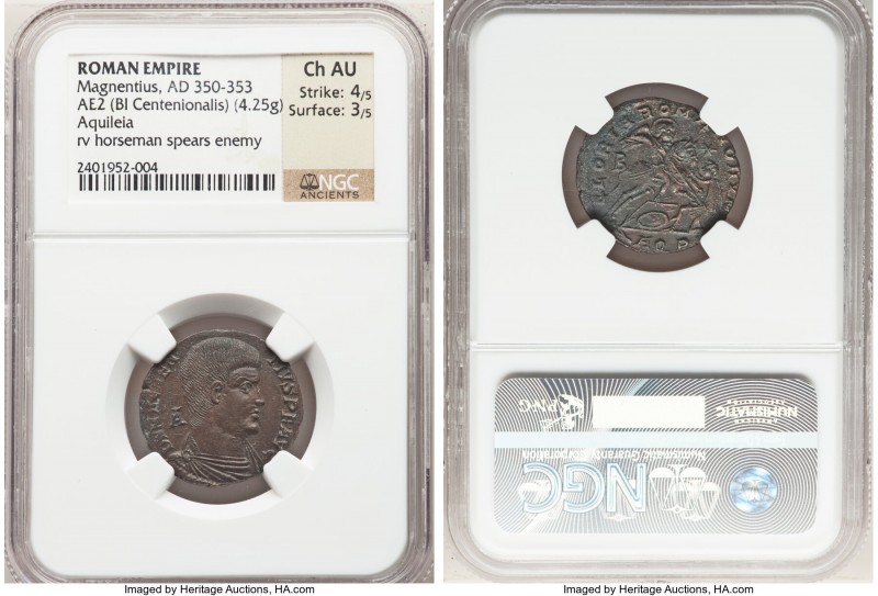 Magnentius (AD 350-353). AE2 or BI centenionalis (22mm, 4.25 gm, 6h). NGC Choice...