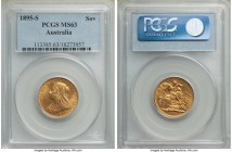 Victoria gold Sovereign 1895-S MS63 PCGS, Sydney mint, KM13, S-3877. An extremely rich gold in color, the reverse somewhat Prooflike; very attractive ...