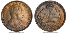 Edward VII "Narrow Date" 5 Cents 1906 MS65 PCGS, London mint, KM13. Narrow date variety. 

HID09801242017

© 2020 Heritage Auctions | All Rights R...