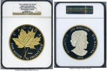 Elizabeth II gilt silver Proof "Maple Leaf" 250 Dollars (1 Kilo) 2013 PR69 Ultra Cameo NGC, Royal Canadian mint, KM1472. Contained in oversized NGC ho...