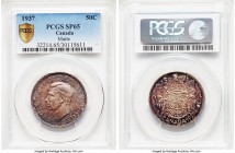 George VI Pair of Certified Assorted Issues, 1) Matte Specimen 50 Cents 1937 - SP65 PCGS, KM36 2) "Short Water Lines" Dollar 1950 - MS64 NGC, KM46 Roy...