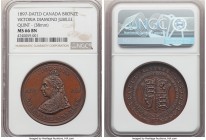 Victoria bronze "Diamond Jubilee" Medal 1897-Dated MS66 Brown NGC, By Quint. VICTORIA QUEEN AND EMPRESS Crowned and veiled bust left dividing dates 18...