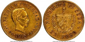 Republic gold Peso 1915 AU55 NGC, Philadelphia mint, KM16, Fr-7. Mintage: 6,850. Two year type. 

HID09801242017

© 2020 Heritage Auctions | All R...
