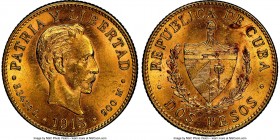 Republic gold 2 Pesos 1915 MS62 NGC, Philadelphia mint, KM17, Fr-6. Two year type. 

HID09801242017

© 2020 Heritage Auctions | All Rights Reserve...