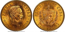Republic gold 10 Pesos 1915 MS62 NGC, Philadelphia mint, KM20. AGW 0.4837 oz. 

HID09801242017

© 2020 Heritage Auctions | All Rights Reserved