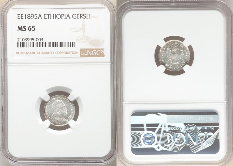 Menelik II Gersh EE 1895 (1902/1903)-A MS65 NGC, Paris mint, KM12. 

HID098012...