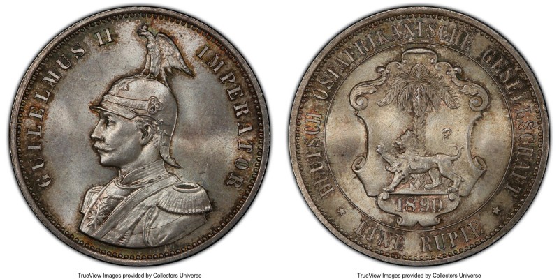 German Colony. Wilhelm II Rupie 1890 MS65 PCGS, KM2, J-713. First year of type. ...