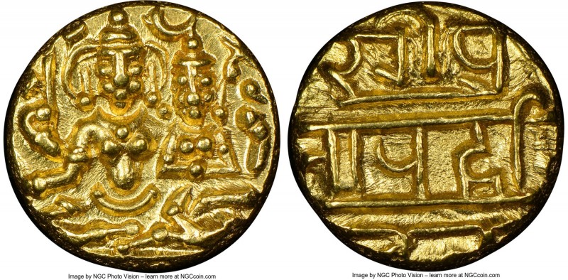 Vijayanagar. Hari Hara II gold 1/2 Pagoda ND (1377-1404) MS65 NGC, Fr-350, Mitch...