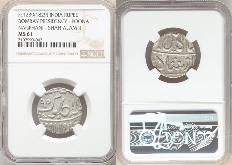 British India. Bombay Presidency Rupee FE 1239 (1829) MS61 NGC, Poona mint, KM32...