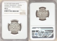 British India. Bombay Presidency Rupee FE 1239 (1829) MS61 NGC, Poona mint, KM325 (under Maratha Confederacy). Nagphani mintmark, struck in the name o...