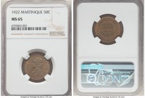 French Colony 50 Centimes 1922 MS65 NGC, KM40. One year type. Highest graded by NGC. 

HID09801242017

© 2020 Heritage Auctions | All Rights Reser...