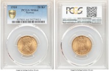 Haakon VII gold 20 Kroner 1910 MS64 PCGS, Kongsberg mint, KM376. One year type. 

HID09801242017

© 2020 Heritage Auctions | All Rights Reserved