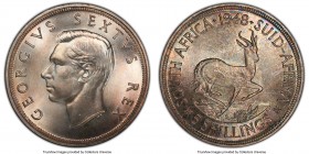 George VI Prooflike 5 Shillings 1948 PL67 PCGS, KM40.1. Virtually untouched fields with trace of red-gold and teal toning. 

HID09801242017

© 202...