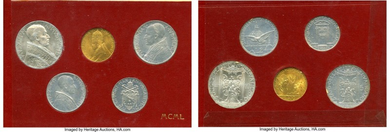 Pius XII 5-Piece Uncertified gold & silver Mint Set Anno MCML (1950) UNC, KM-MS4...