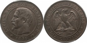 Essai 10 centimes 1852 E, plain edge.
Bust of Napoleon III facing left. Rv. Imperial eagle. Maz. 1231. 10 grs.

10 centimes 1852 E, essai, tranche ...