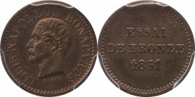 Essai 1 centime 1851, plain edge.
Essai 1851, plain edge. Bust of Louis Napoleon left. Rv. «Essai de bronze 1851». Maz. 1375.

1 centime 1851, Essa...
