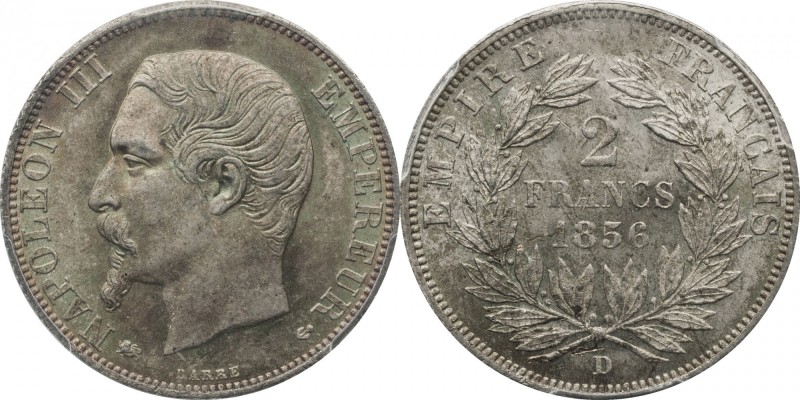 2 francs 1856, Lyon.
Bust of Napoleon III left. Rv. Denomination within wreath....
