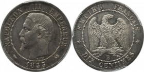 Silver pattern 10 centimes 1853, Rouen, plain edge.
Bust of Napoleon III left. Rv. Imperial eagle. Not listed in Mazard. 11 grs.

Épreuve de 10 cen...