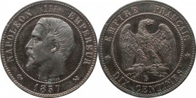 Piefort 10 centimes 1857, Rouen, plain edge.
Bust of Napoleon III facing left. Rv. Imperial eagle. Maz. 1698a.

Piefort de 10 centimes 1857, Rouen,...