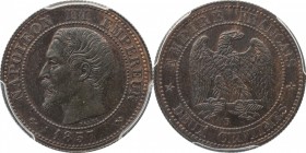 Piefort 2 centimes 1857, Rouen, reeded edge.
Bust of Napoleon III left. Rv. Imperial eagle. Maz. 1720b.

Piéfort de 2 centimes 1857, Rouen, tranche...