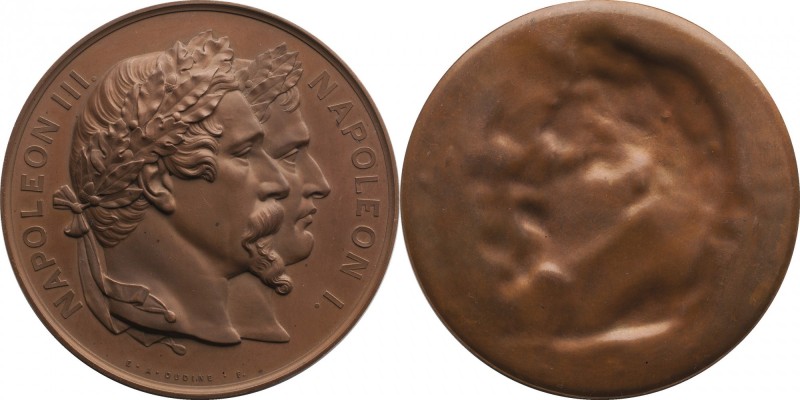 Uniface bronze medal struck in 1853, in tribute to Napoléon I.
Laureate head of...