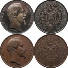 Silver medal struck in 1855 to commemorate the Universal Exposition in Paris. Agriculture, Industy and Fine Arts.
Bust of Napoleon III right. Rv. imp...