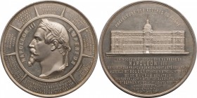 Silver medal struck in 1864 to commemorate the building of the prefecture of "Bouches du Rhone".
Bust of Napoleon III left. Rv. «Bouches du Rhône» p...