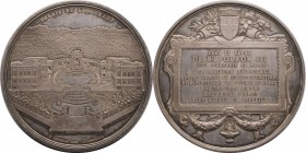 Silver medal (1869) struck to inaugurate the Palais de Longchamp the 14th of August 1869.
Frame suported by several sea attributes, legend in nine li...