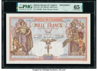 Algeria Banque de l'Algerie 1000 Francs ND (1926-39) Pick 83s Specimen PMG Gem Uncirculated 65 EPQ. At the time of cataloging, this is the only exampl...