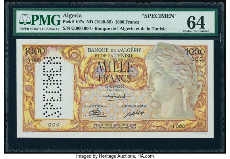 Algeria Banque de l'Algerie et de la Tunisie 1000 Francs ND (1949-58) Pick 107s ...