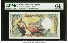 Algeria Banque de l'Algerie 500 Francs 7.1.1958 Pick 117 PMG Choice Uncirculated 64 EPQ. Pack fresh originality is seen on this iconic 500 Francs. Sel...