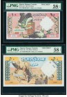 Algeria Banque Centrale d'Algerie 10; 50; 100 Dinars 1964 Pick 123s; 124s; 125s Three Specimen PMG Choice About Unc 58 EPQ; PMG Choice About Unc 58 EP...