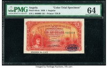 Angola Republica Portuguesa 1 Angolar 14.8.1926 Pick 64cts Color Trial Specimen PMG Choice Uncirculated 64. A Color Trial example of the always popula...