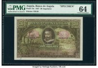 Angola Banco De Angola 20 Angolares 1.6.1927 Pick 73s Specimen PMG Choice Uncirculated 64. A rare design, this example represents the variety of 1927 ...