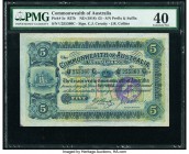 Australia Commonwealth of Australia 5 Pounds ND (1918) Pick 5c R37b PMG Extremely Fine 40. A scarce and high grade denomination from the early Austral...