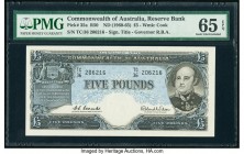 Australia Reserve Bank of Australia 5 Pounds ND (1960-65) Pick 35a R50 PMG Gem Uncirculated 65 EPQ. A most pleasing high grade example, this last pre-...