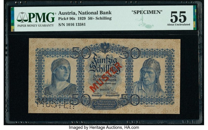 Austria Austrian National Bank 50 Schilling 2.1.1929 Pick 96s Specimen PMG About...