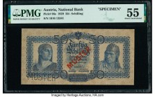 Austria Austrian National Bank 50 Schilling 2.1.1929 Pick 96s Specimen PMG About Uncirculated 55. Often underrated, this note is a surprisingly rare t...