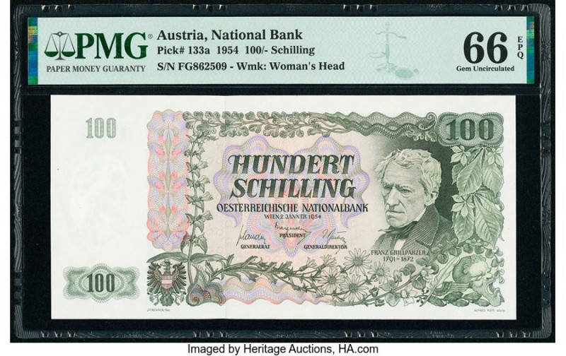 Austria Austrian National Bank 100 Schilling 2.1.1954 Pick 133a PMG Gem Uncircul...