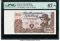 Austria Austrian National Bank 500 Schilling 2.1.1953 Pick 134a PMG Superb Gem Unc 67 EPQ S. At the time of cataloging, this is the single finest grad...