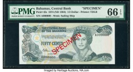 Bahamas Central Bank 1/2 Dollar 1974 (ND 1984) Pick 42s Specimen PMG Gem Uncirculated 66 EPQ. As the initial denomination of the 1984 series, this ban...