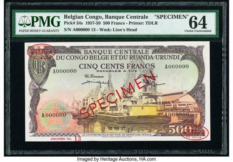 Belgian Congo Banque Centrale du Congo Belge et du Ruanda-Urundi 500 Francs 01.0...