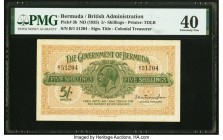 Bermuda Bermuda Government 5 Shillings ND (1935) Pick 3b PMG Extremely Fine 40. A superb early type, examples are rarely seen in any grade, let alone ...