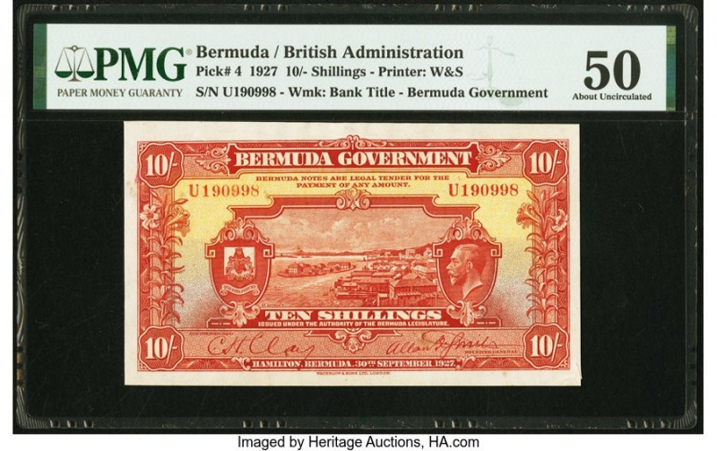Bermuda Bermuda Government 10 Shillings 30.9.1927 Pick 4 PMG About Uncirculated ...