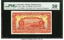 Bermuda Bermuda Government 10 Shillings 30.9.1927 Pick 4 PMG About Uncirculated 50. A simply terrific example of this iconic Waterlow & Sons note, thi...
