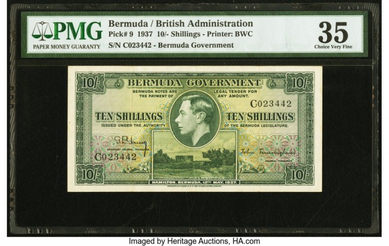 Bermuda Bermuda Government 10 Shillings 12.5.1937 Pick 9 PMG Choice Very Fine 35...