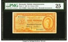 Bermuda Bermuda Government 5 Pounds 17.2.1947 Pick 17 PMG Very Fine 25. As the highest denomination of the series, this note was rarely saved due to i...