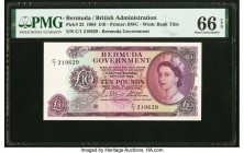 Bermuda Bermuda Government 10 Pounds 28.7.1964 Pick 22 PMG Gem Uncirculated 66 EPQ. Issued for only six years, this high denomination note became impo...