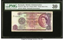 Bermuda Bermuda Government 10 Pounds 28.7.1964 Pick 22 PMG Very Fine 30. A clear highlight among all Queen Elizabeth II notes, examples are rarely see...
