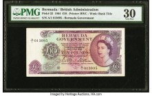 Bermuda Bermuda Government 10 Pounds 28.7.1964 Pick 22 PMG Very Fine 30. The £10 note was the highest denomination issued in Bermuda during the Sterli...